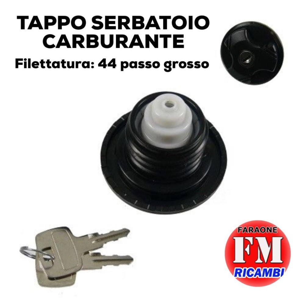 Tappo serbatoio carburante con chiave. Filettatura: 44 passo grosso