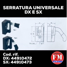 Serratura universale Dx e Sx