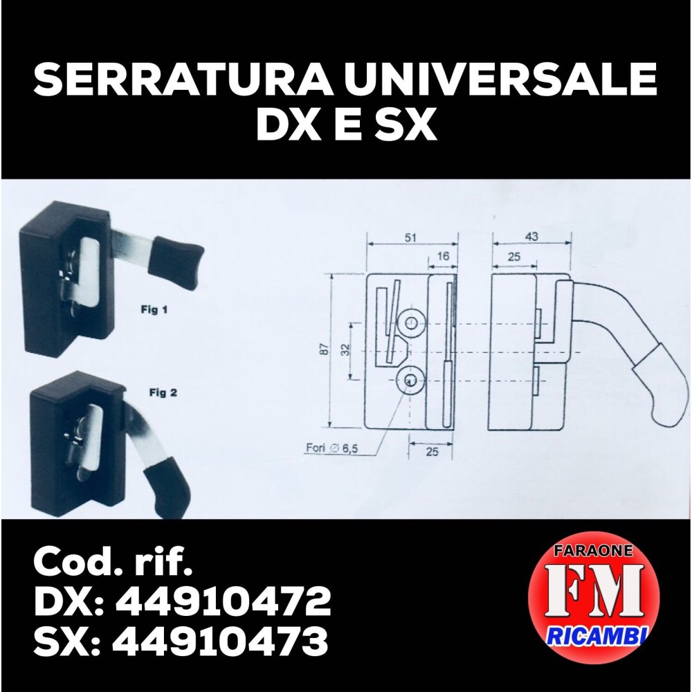 Serratura universale Dx e Sx