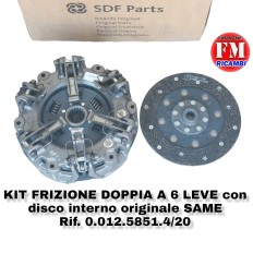 Kit frizione doppia a 6 leve con disco interno originale Same